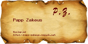 Papp Zakeus névjegykártya